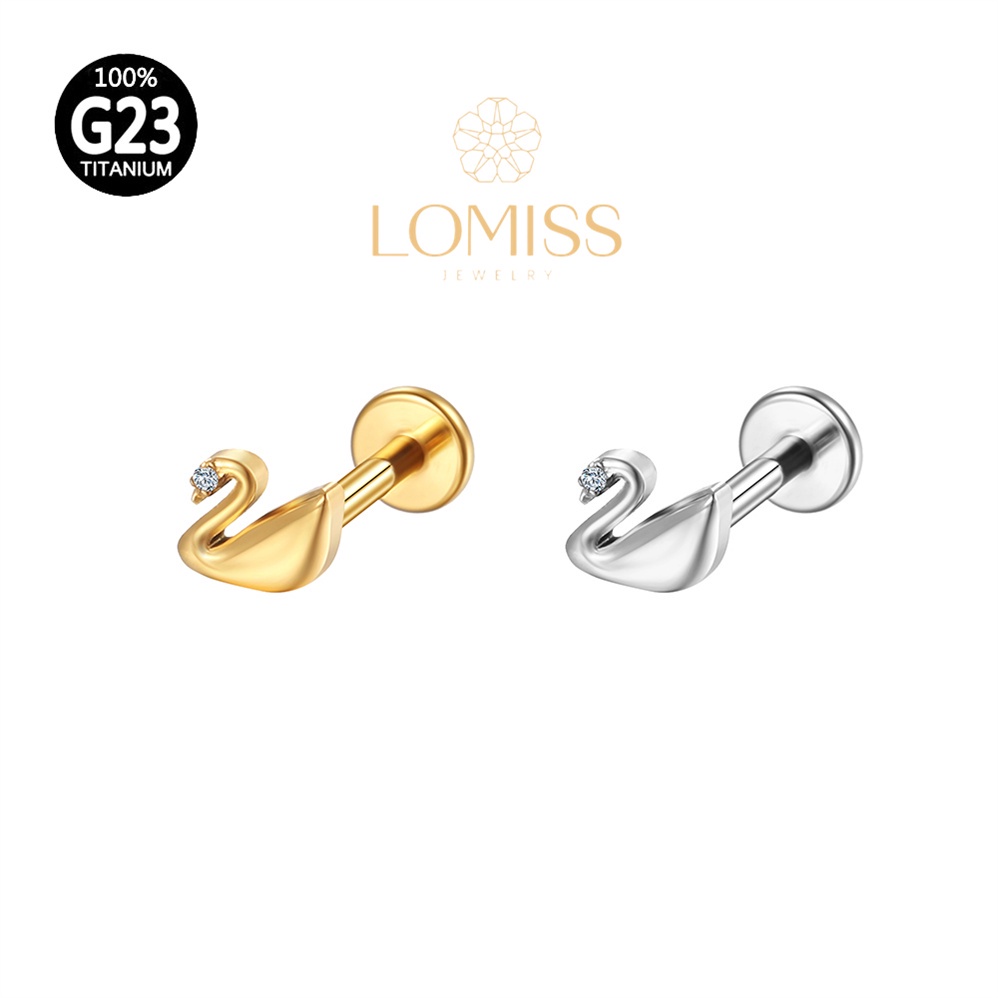 Piercing Helix Tragus Conch Boca-Medusa Labret Titânio G23 Pvd Cisne Zircônia Lomiss  piercing em Oferta na Shopee