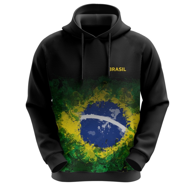 Blusa De Frio Moletom Unissex Sublimado Bandeira Do Brasil Full