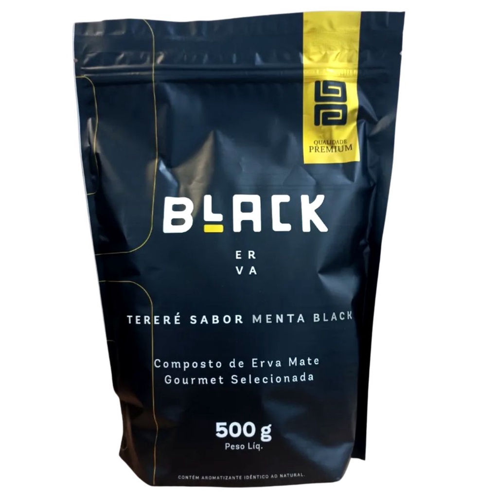 Erva mate para terere Black Erva com 500 gramas. Sabor: MENTA BLACK.