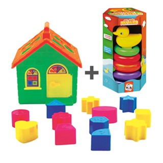 Kit Brinquedo Educativo de Encaixe Casinha e Argolas