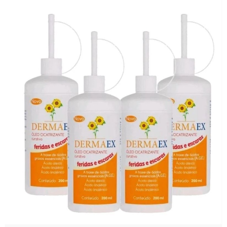 Kit C/4 Unidades de Dermaex 200ml Óleo De Girassol Cicatrizante em Oferta na Shopee