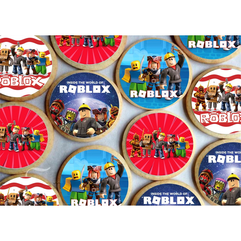 Papel arroz CORTADO para Pirulito ou Cupcake ou Bolacha ou Chocolate 5cm com 20 imagens por folha - Tema Roblox