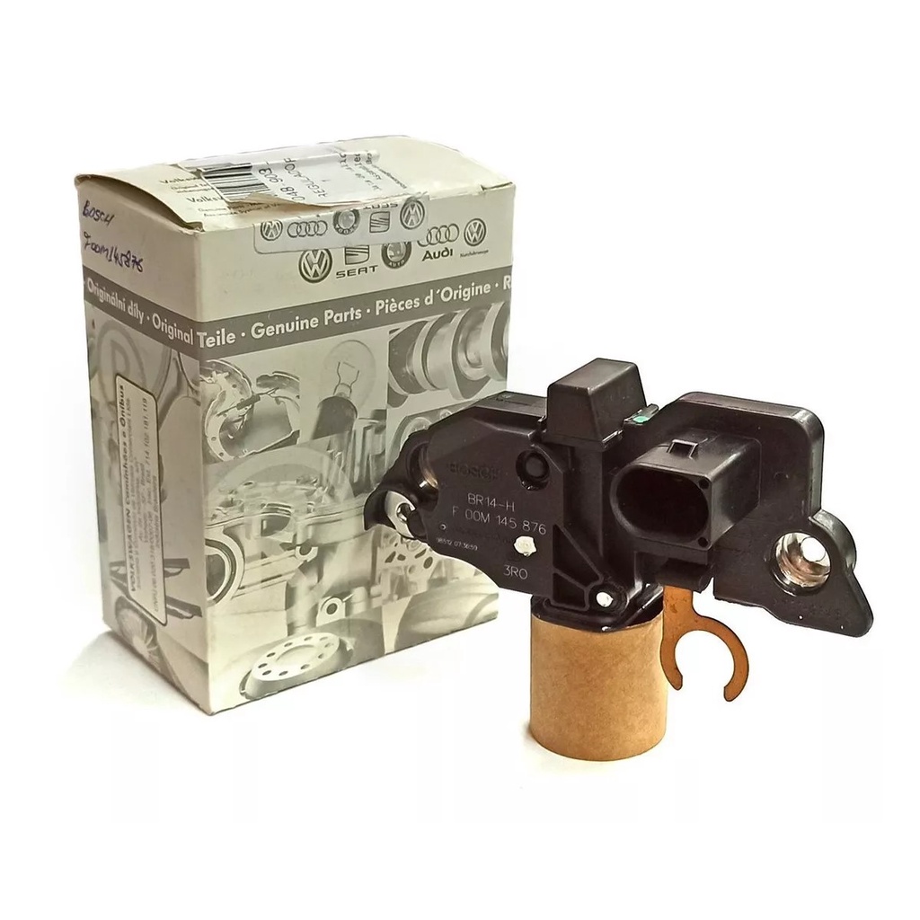 Regulador de Voltagem para Alternadores 90 Amperes Todos Motores 1.6 / 1.8 / 2.0 / 1.9 4 Cilindros Gol 2003 a 2013 Parati 2003 a 2013 Saveiro 2002 a 2010 Kombi 2006 a 2011 Fox e Bora Audi A3 2001 a 2007 S3 2001 a 2004 048903803 F00M145876 F00M144154