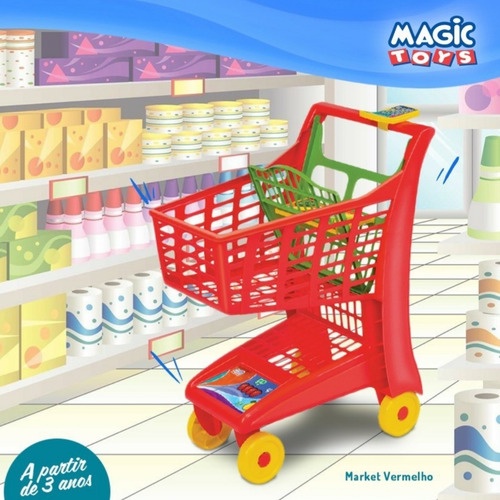 Carrinho de Mercado Infantil Market Vermelho - Magic Toys 872 em Oferta na Shopee