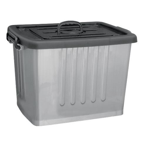 CONTAINER ALTO C/ RODIZIO 54 L-60X41X34CM PRATA