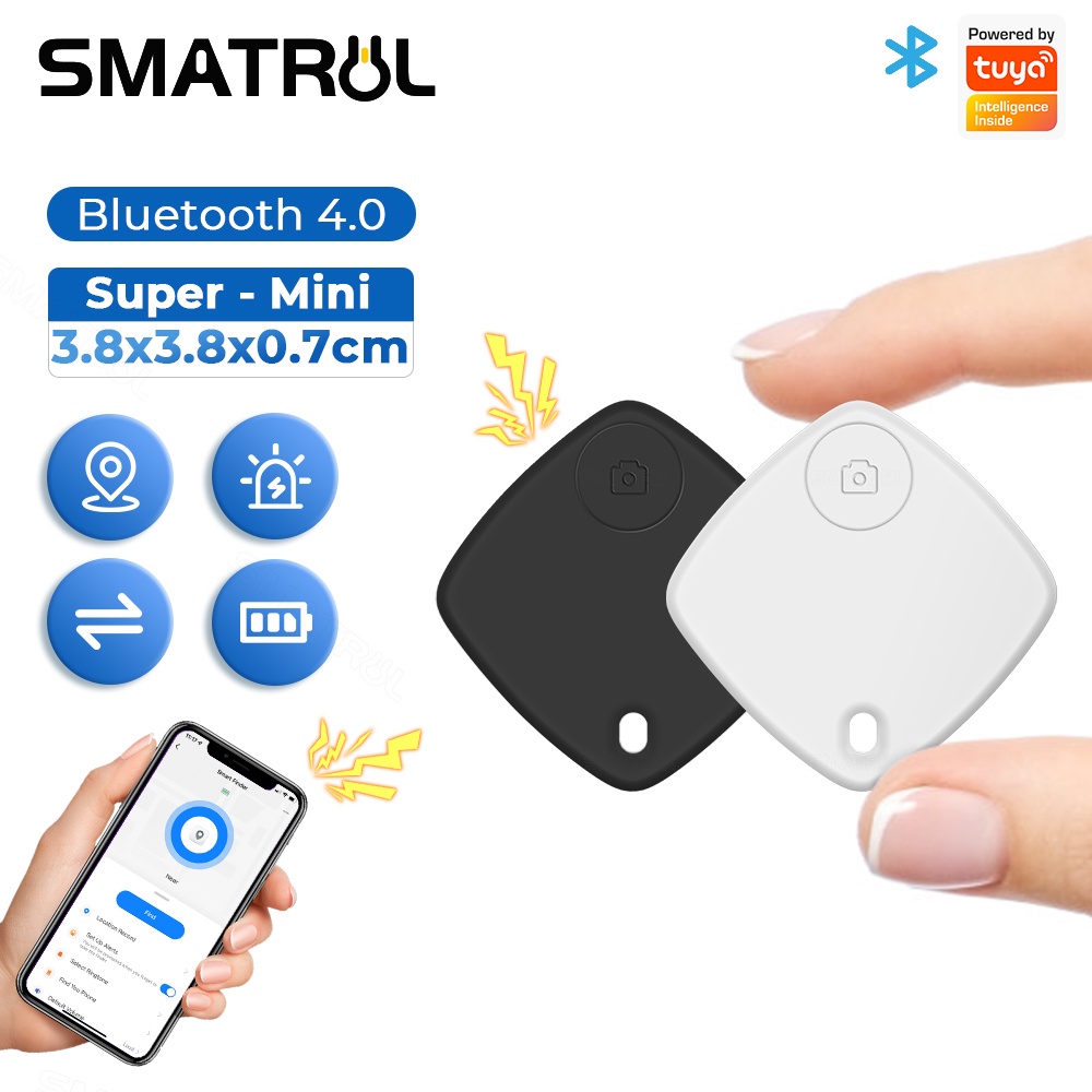 SMATRUL Tuya Localizador De Chaves Bluetooth Sem Fio Rastreador Inteligente De Alarme Anti-Perda Carteira De Crianças APP Record 80DB Lost Tag em Oferta na Shopee