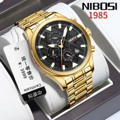 Relógio Masculino Luminoso De Luxo NIBOSI De Aço Inoxidável À Prova D'água 2510