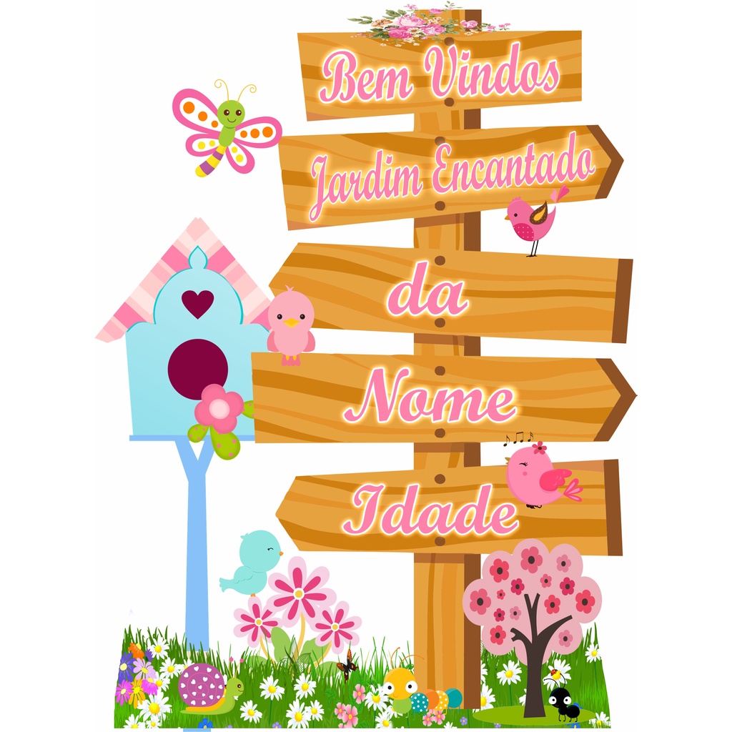 1 DISPLAY PLACA JARDIM ENCANTADO (02) PERSONALIZADA 80CM MDF 3MM