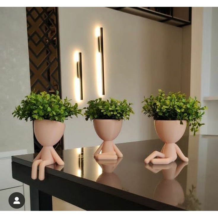 Kit 3 Mini Vasinhos com Planta FLOR artificial Enfeite Bob Robert para Decoração Casa vaso...
