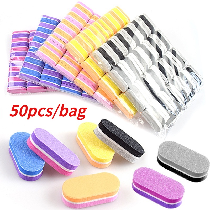 50 Pcs/Lot Mini Limas De Unhas Lixa Colorida Pedicure Manicure Tool Kit 100 180