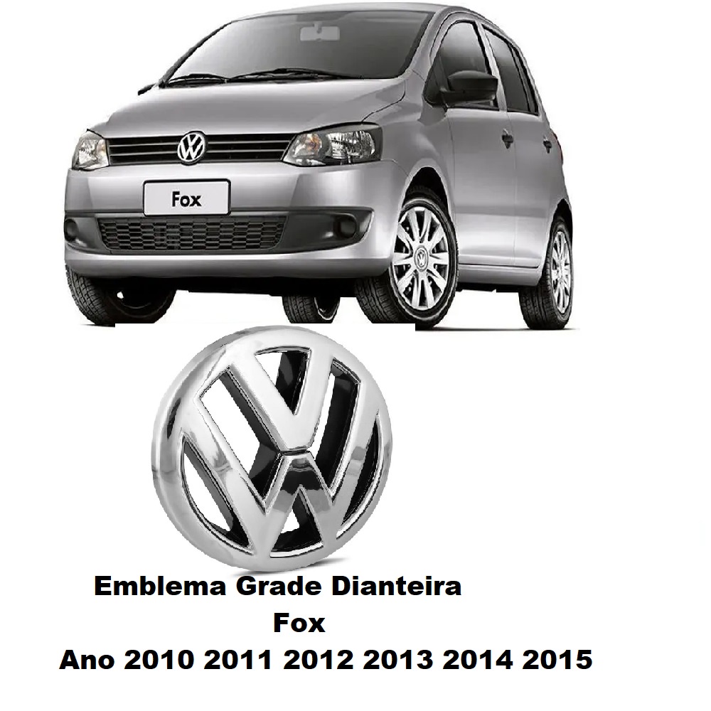 Emblema Volkswagen Grade Dianteira Fox 2010 a 2015 Cromado Encaixe Perfeito