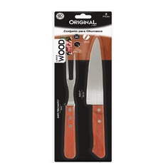 WOOD - KIT C/2 CHURRAS. FACA 7"+GARFO 5"