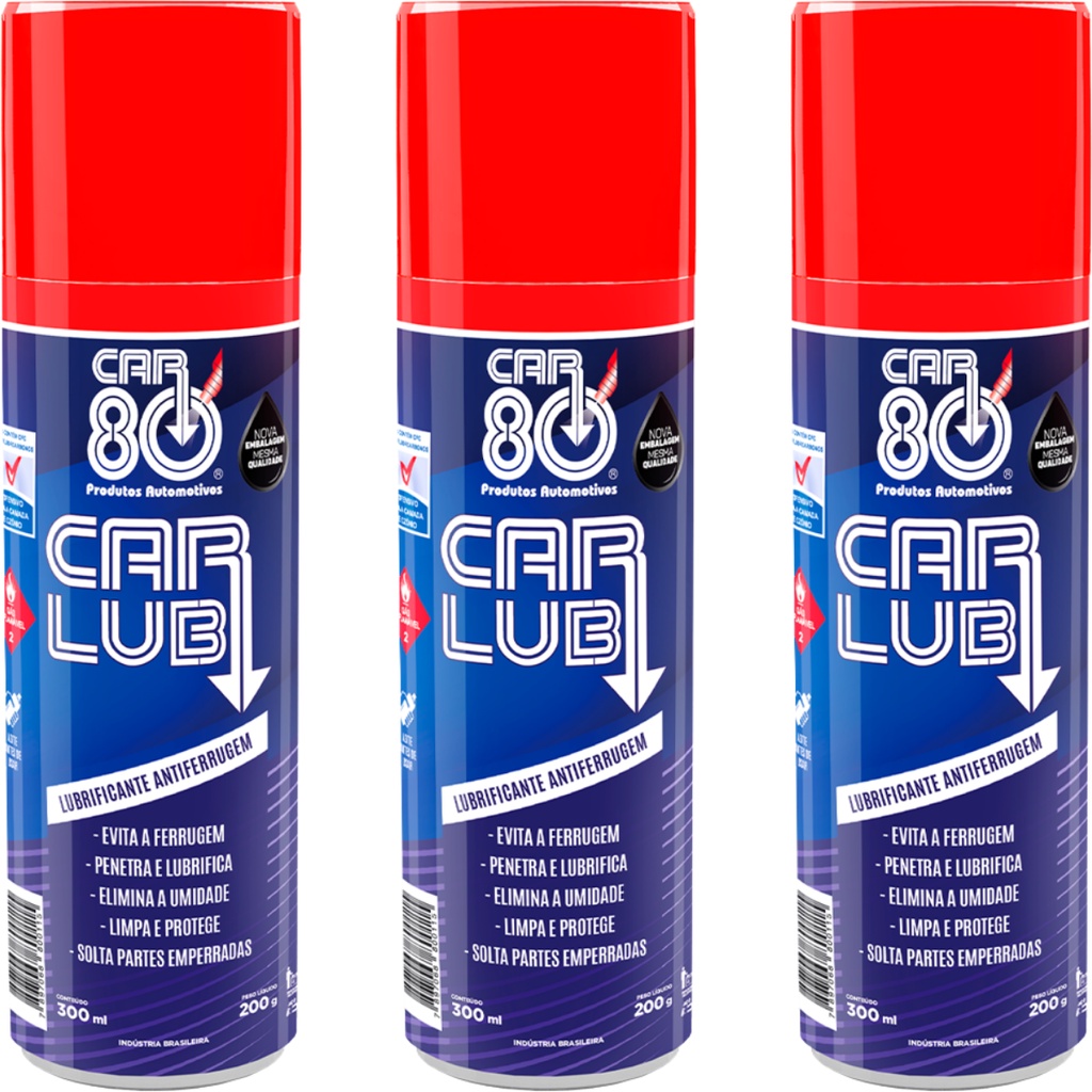 Kit 3 Spray Car Lub Anti Ferrugem Desengripante E Lub 300ml em Oferta na Shopee