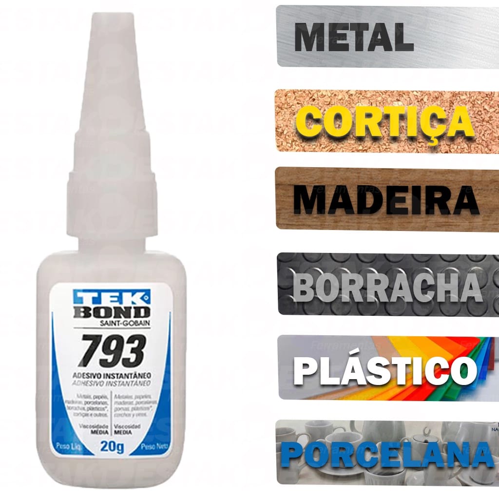 Cola Instantânea Tek Bond 793 20g Acrigel Postiça em Oferta na Shopee
