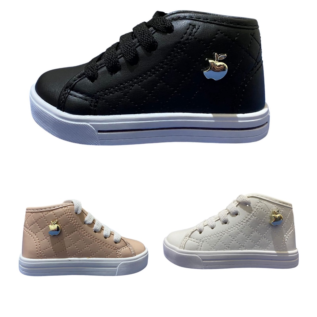 Tênis Botinha Infantil  Feminino com Peça Dourada Botinha Cano Alto em Oferta na Shopee