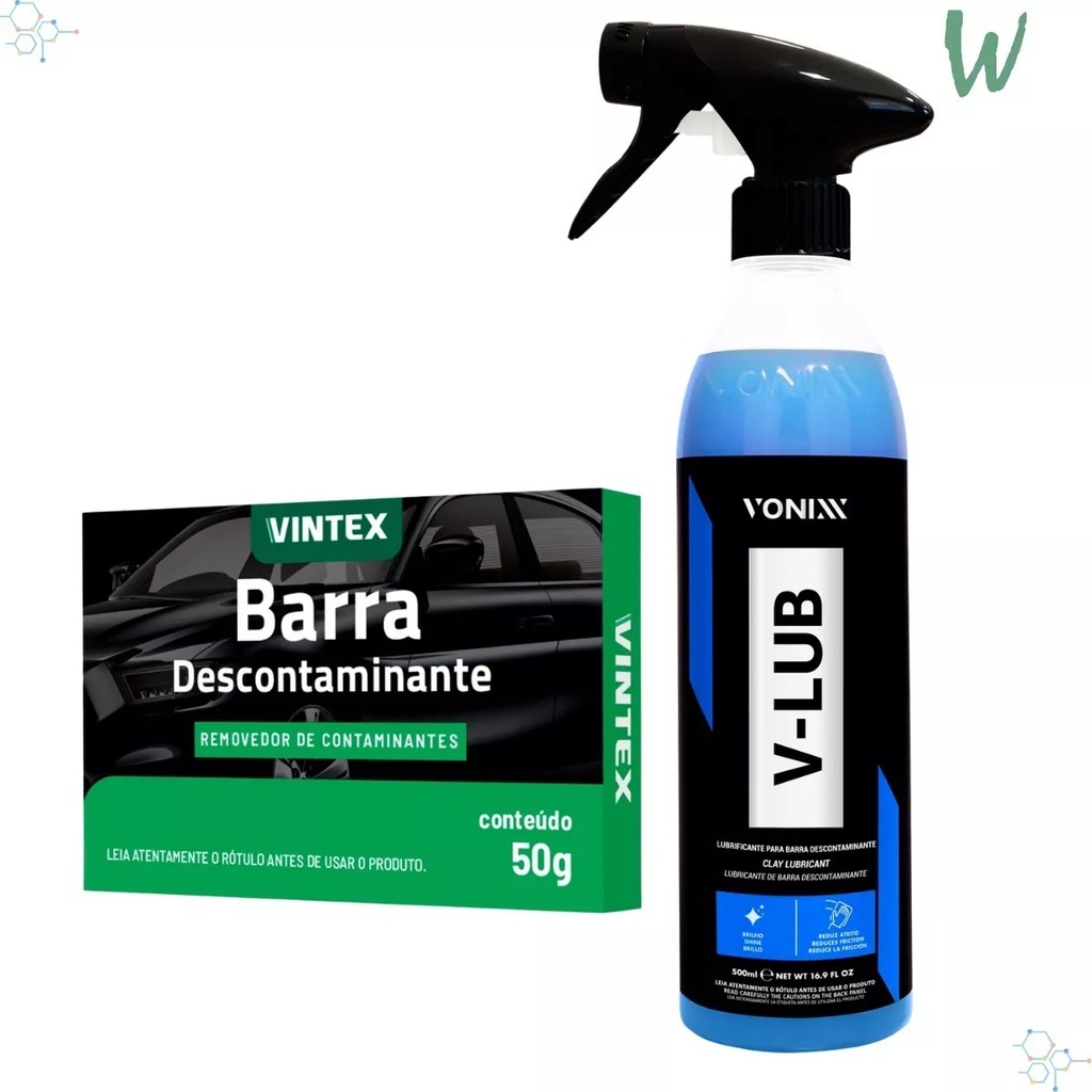 Kit Descontamina Pintura Clay Bar Vintex 50g + V-lub Vonixx