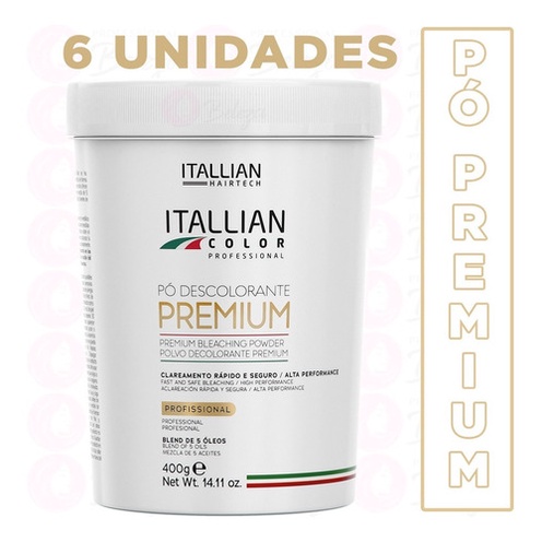 Caixa 6 Un Pó Descolorante Premium Itallian Lançamento
