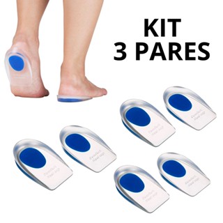 KIT 3 Pares Palmilha de Gel Silicone Anti Impacto Calcanhar Tênis Sapato Ortopédica Esporão