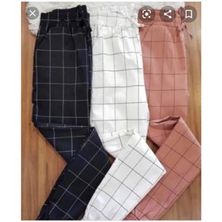 Calça Feminina Xadrez Listrada Jogger Bengaline com Bolso Faca
