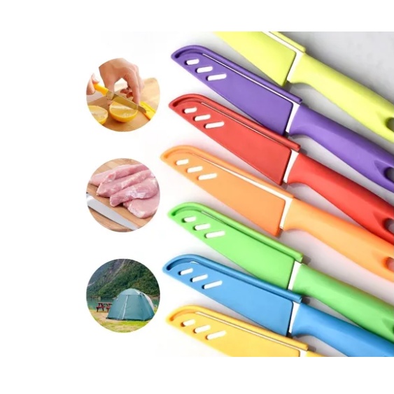 Faca Lâmina Muito Afiada em Aço Inox com Capa Bainha Protetora Tampa para Pesca Viagem Camping Cozinha