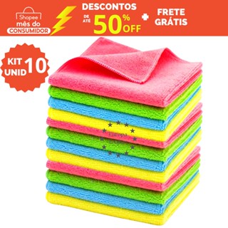 Kit 10 Panos De Microfibra Multiuso Ultra Absorção