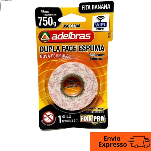 Fita Dupla Face Espuma 12mm x 2m  Adelbras (a unidade)