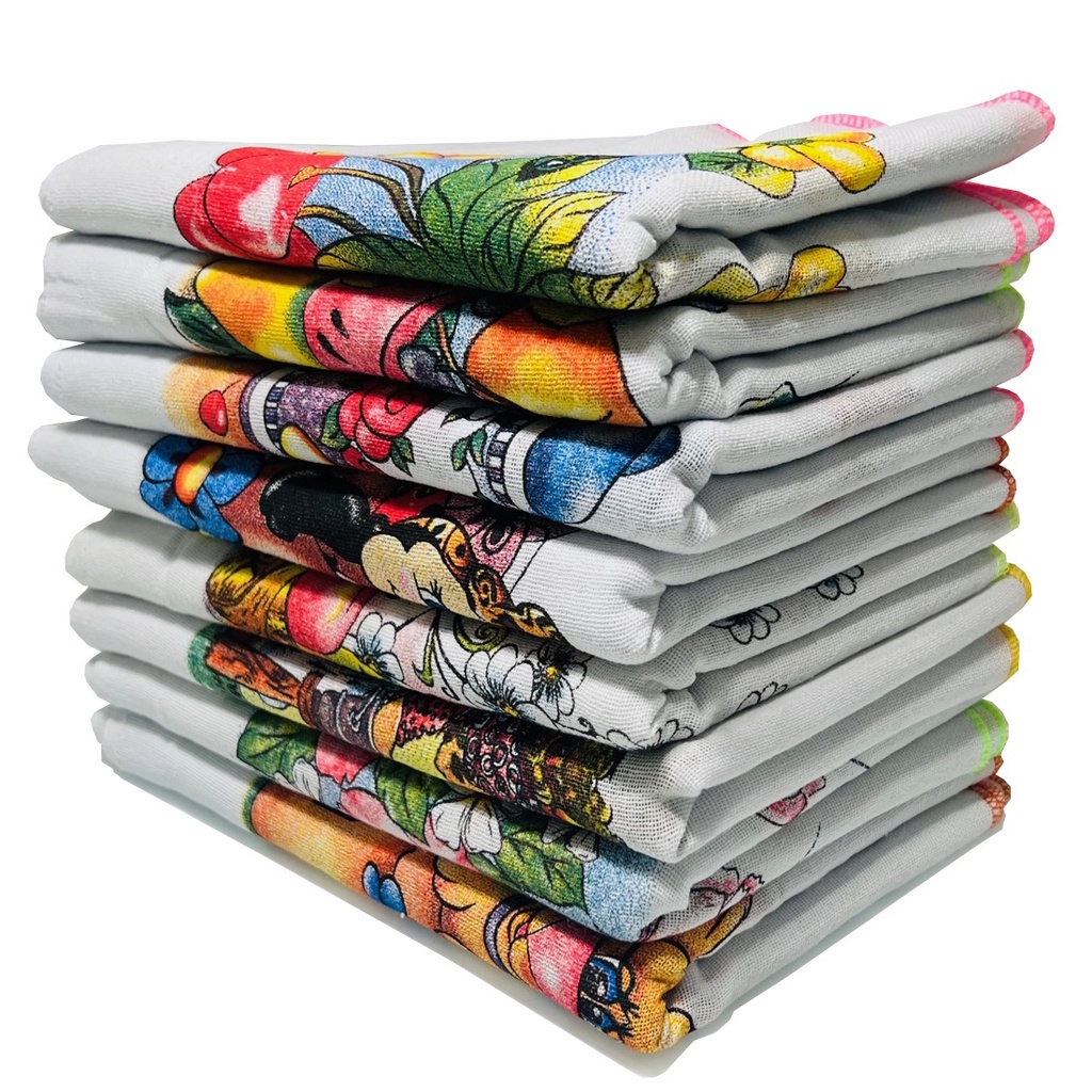 Kit 10 Panos De Prato Copa Estampado Bainha Premium em Oferta na Shopee