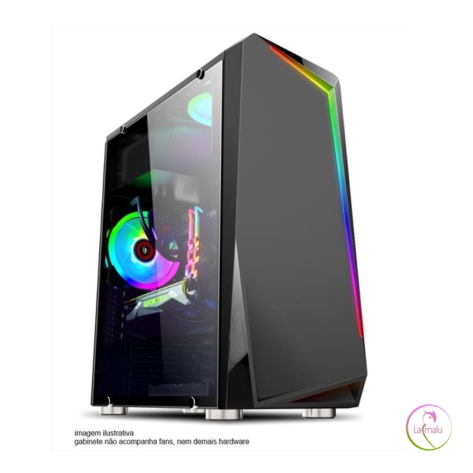 Gabinete GAMER BPC-C8410 B com vidro lateral e frontal com RGB - Preto