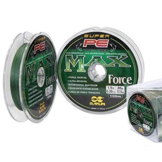 Linha Multifilamento Maruri Super PE Max Force Alta Resistência, Excelente Durabilidade, Cor Verde Carretel 100m