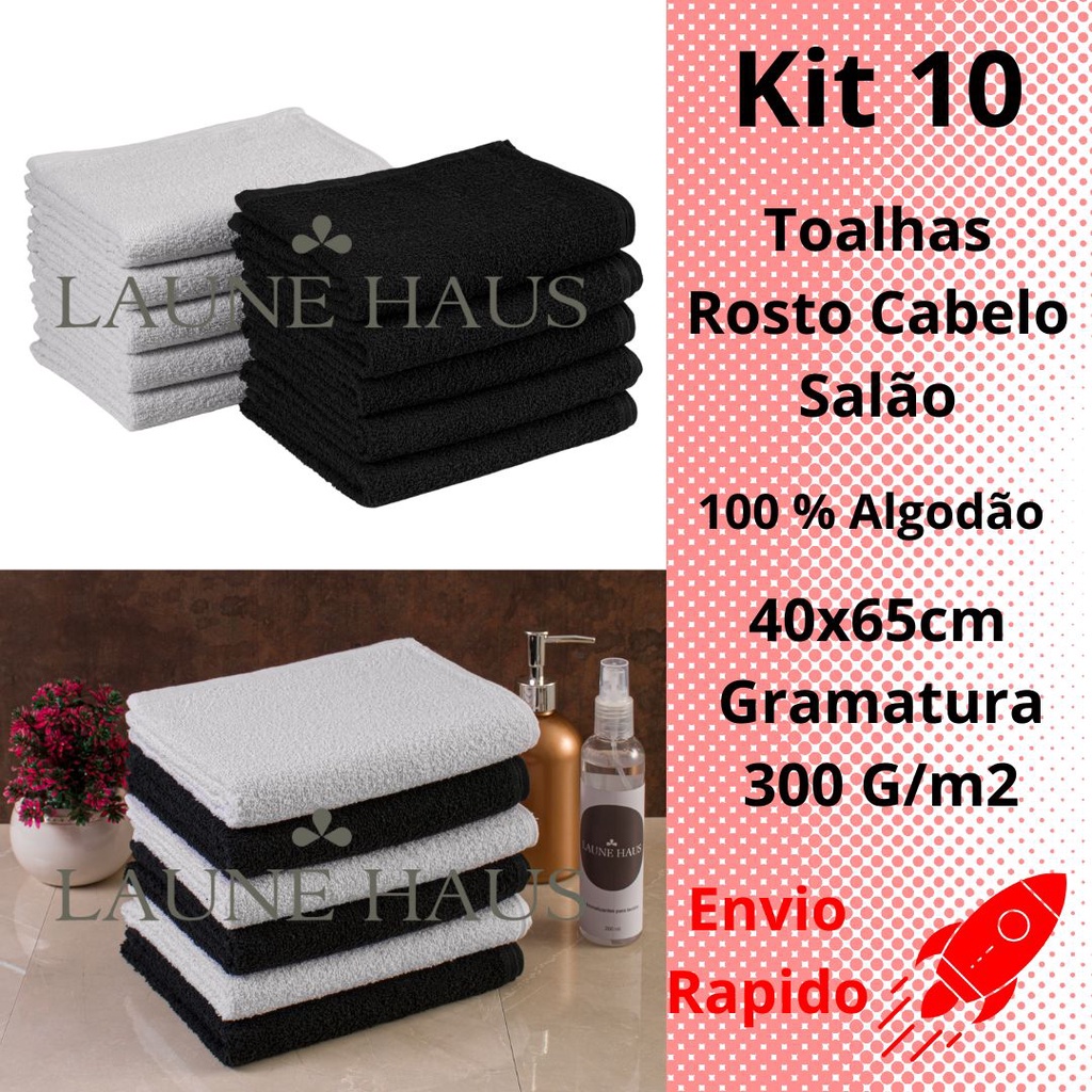 Toalha de Rosto 100% algodão para Salão e Barbearia Manicure Cabeleleira Cabelereiro Atacado Kit com 10 unidades