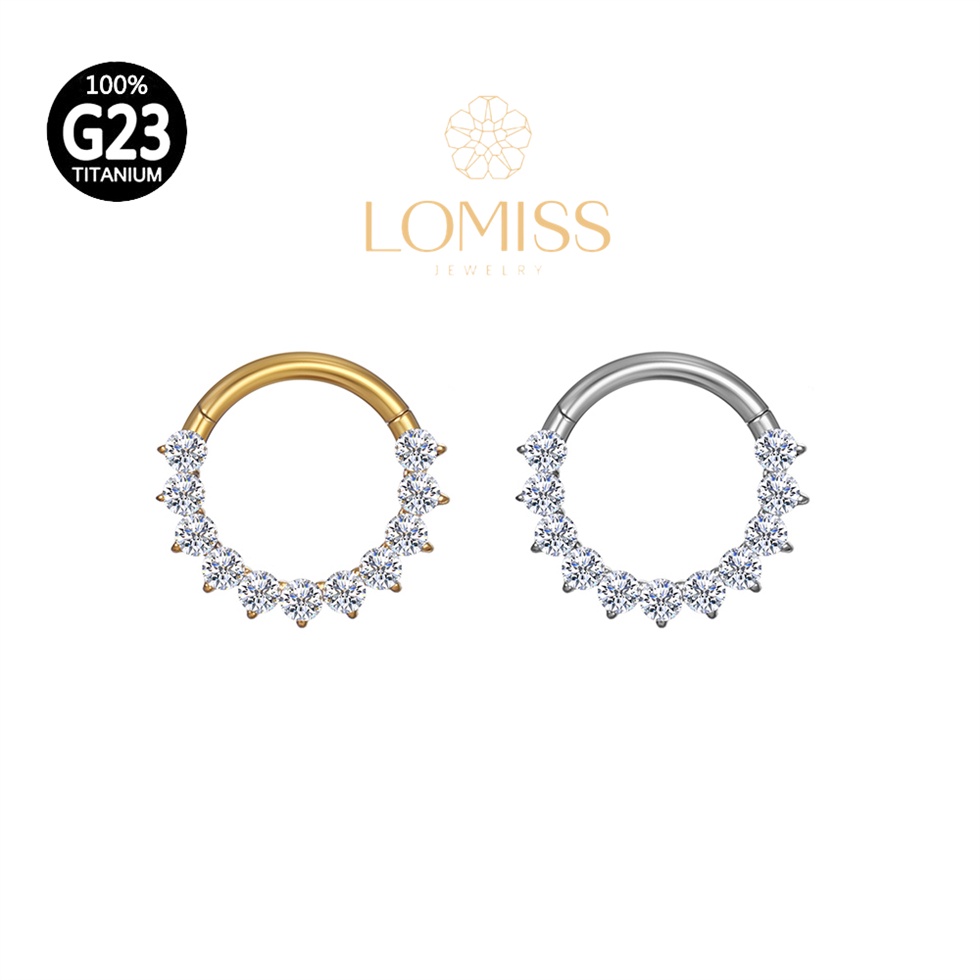Piercing Orelha Nariz Argola Titânio Pvd Clik Zircônia Cravejada Lateral《Lomiss  piercing》 em Oferta na Shopee