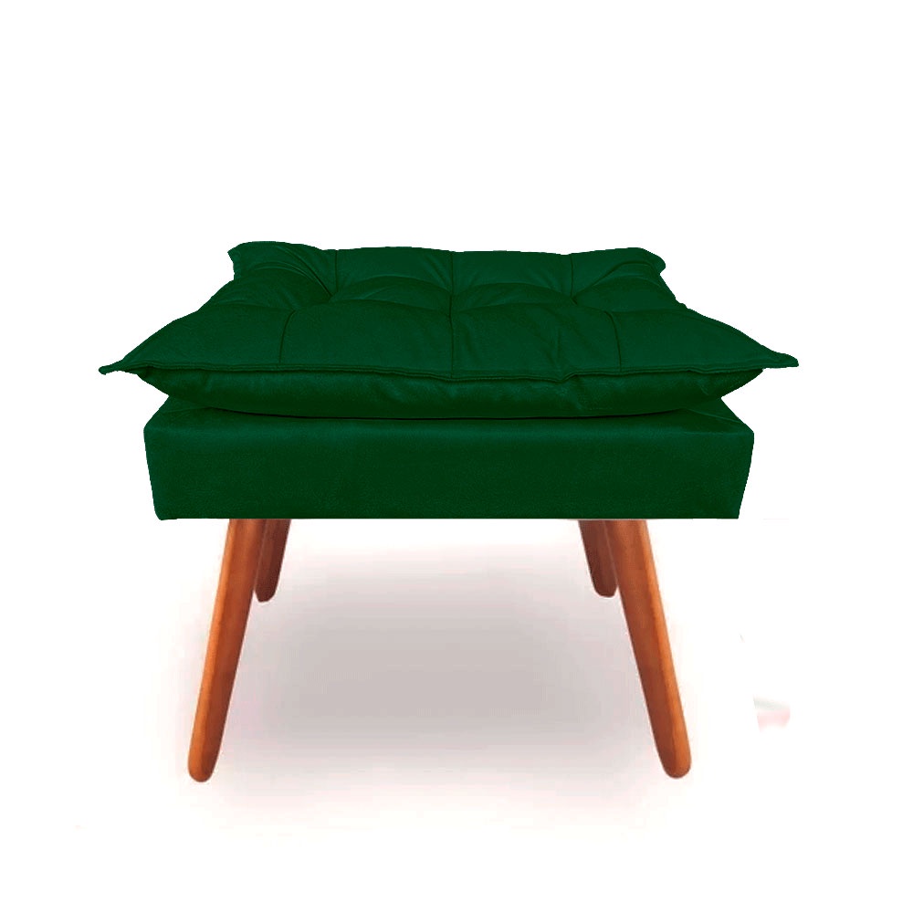Puf Puff Opala Suede Verde Musgo Pé Palito Castanho