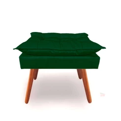 Puf Puff Opala Suede Verde Musgo Pé Palito Castanho
