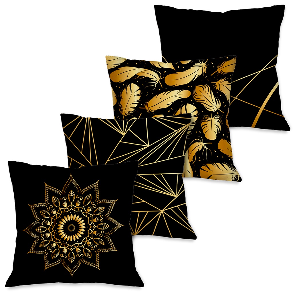 Kit 4 Capas de Almofadas para Sofá Penas Douradas Dcorô 45x45 cm em Oferta na Shopee
