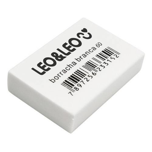 Borracha Escolar Branca N°20/40/60 Leo&Leo Kit Com 6 Unidades