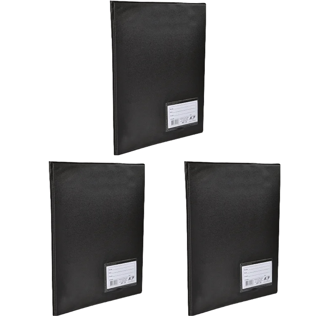 3un Pastas Catálogo A4 com Visor 100 Envelopes Plásticos Preta 24,5x33,5cm Acp Organizar Documentos