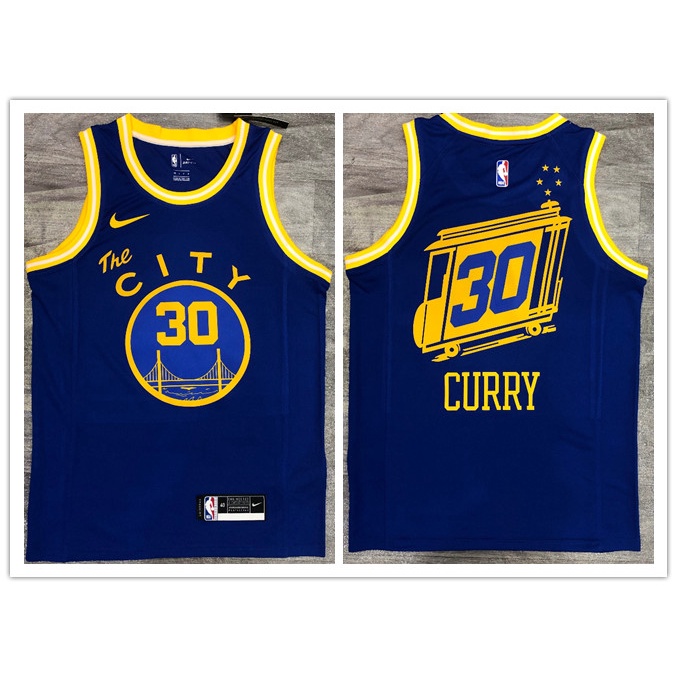 hot pressed nba Golden State Warriors NO. 30 Curry blue city basketball jersey