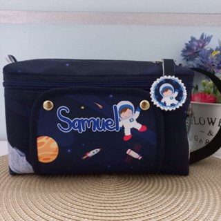 NECESSAIRE HIGIENE DO BEBÊ - PORTA FRALDAS E LENÇOS UMEDECIDOS - MAMÃE E BEBÊ - TEMA ASTRONAUTA