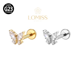 Piercing Labret TitÂnio G23 Pvd Borboleta ZircÔnia Helix, Tragus, Conch, Nariz, Boca-Medusa《Lomiss piercing》