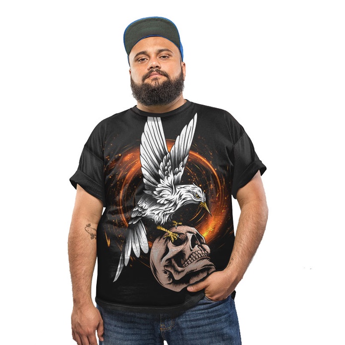 Camiseta Caveira Rock Passaro Fenix