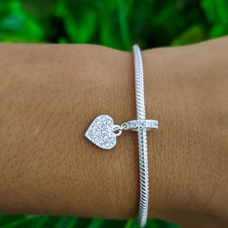 Berloque coração, coraçãozinho pequeno todo em pedrinhas de zirconia e em prata 925 em Oferta na Shopee