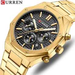 CURREN Relógios Masculinos Marca Original Aço Inoxidável Mãos Luminosas Multifuncionais Moda Luxo Desportivo Casual Quartzo À Prova D'água 8440 X