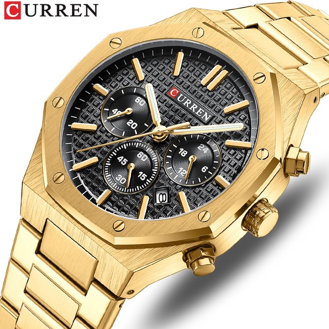 CURREN Relógios Masculinos Marca Original Aço Inoxidável Mãos Luminosas Multifuncionais Moda Luxo Desportivo Casual Quartzo À Prova D'água 8440 X