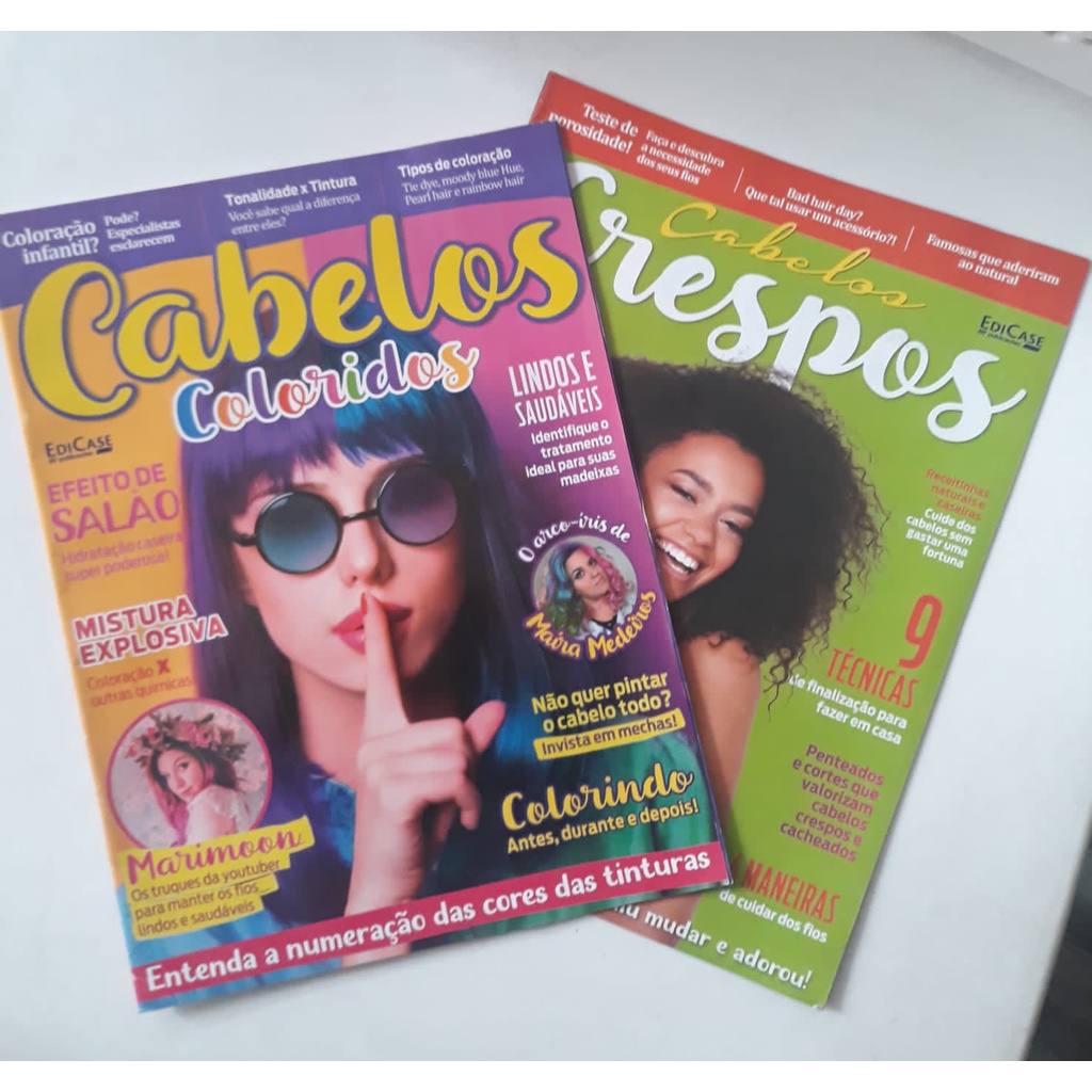 2 Revistas Moda CABELOS Coloridos e Cabelos Crespos