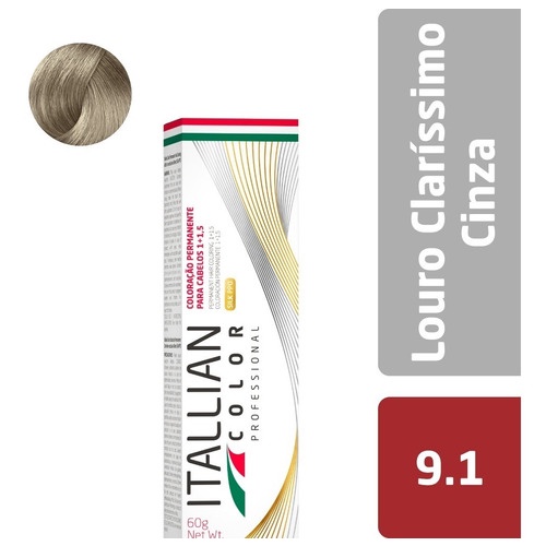 Tinta 9.1 Itallian Color 60g Louro Claríssimo Cinza