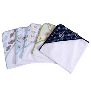 KIT 3 TOALHAS DE BANHO FELPUDA COM CAPUZ FORRADO PARA MENINO ENXOVAL BABY AZUL em Oferta na Shopee
