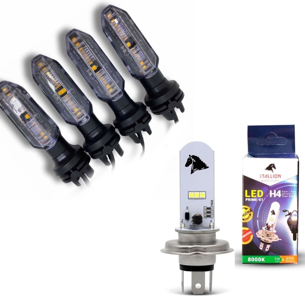 Lâmpada Farol Led H4 E 2 Par Piscas Fan Titan 150 160 Ano 2014 A 2022