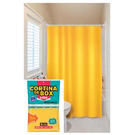 Cortina para Box PE Lisa 1,35 x 1,78m Para Banheiro Prática e Estilosa para Proteção