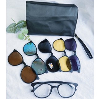 Armação De Óculos Clipon 6 Em 1 Redondo/ 5 lentes Unissex 9806