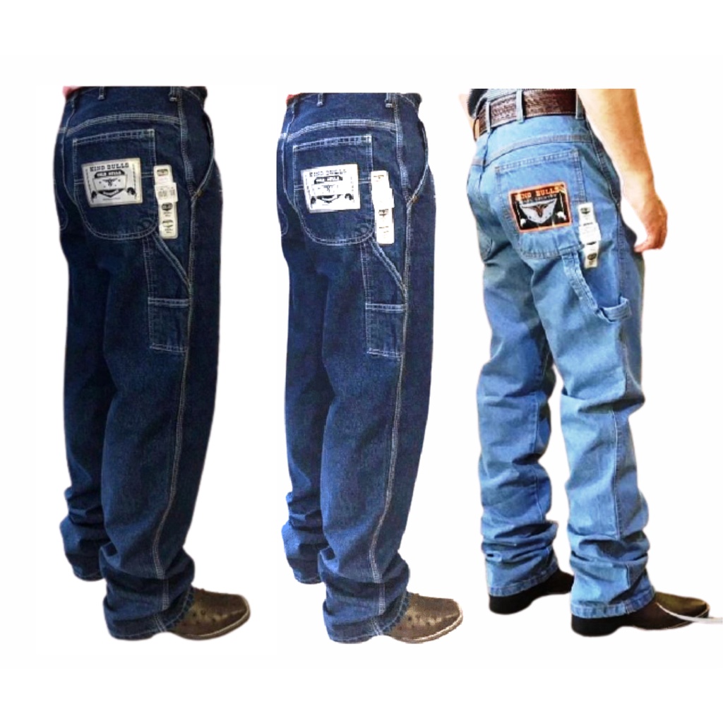 KIT 3 Calças Masculina Country Modelo Carpinteira Balão jeans Grosso 100% Algodão